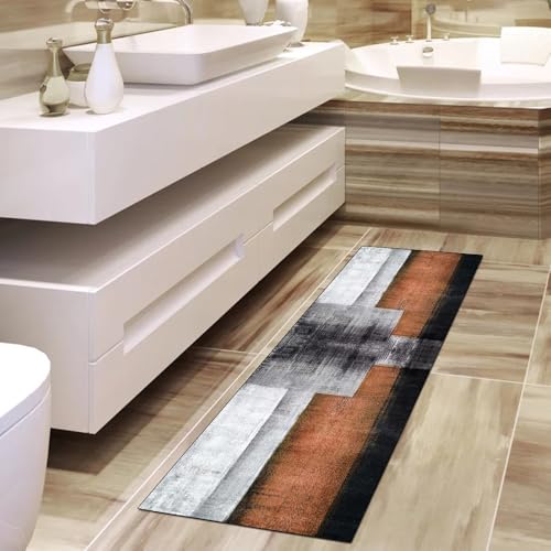 Alfombra de pasillo lavable larga gris de 90 x 100 cm para pasillos 4