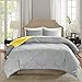 Comfort Spaces Vixie Reversible Comforter Set - Trendy Casual Geometric Quilted Cover, All Season Down Alternative Cozy Bedding, Matching Sham, Grey/Yellow, Full/Queen 3 piece