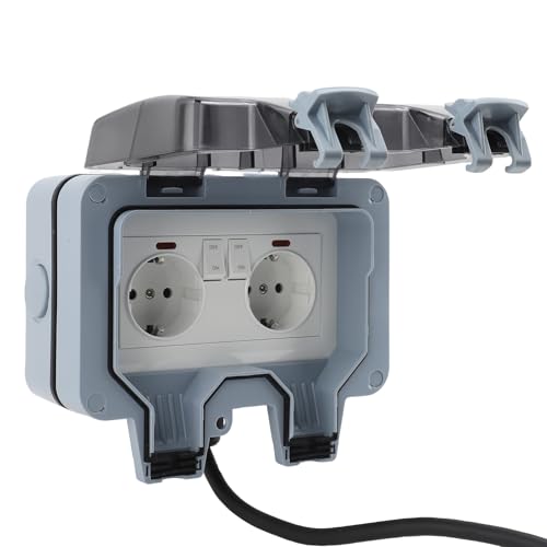 Enchufe de pared resistente a la intemperie IP66 con interruptor independiente de 2 bandas 2