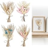 RAINFLOW Mini Dried Flowers Bouquet - 4 Pack Natural Dry Flowers,Flower Party Decorations,Dried Flower Bouquet for Crafts,Wedding Decoration,Boho Decor,Vase,Centerpiece Table Decor,Party,Boutonniere,