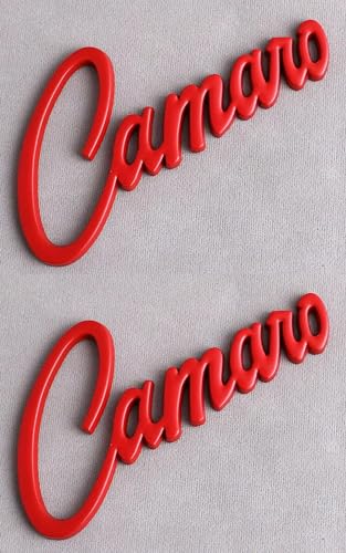 Image of 2Pcs Camaro Emblems 3D Metal Car Badge Sticker Letter Nameplate Replacement for Camaro SS ZL1 Z28 (Red)