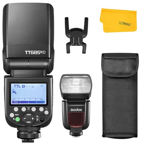 Godox TT685II-F Flash pour Fuji, 2.4G TTL Fujifilm Speedlite HSS 1/8000S, 0.1 à 2.6 s Temps de Recyclage, Environ 330 Flashes à Pleine Puissance, Externe Flash pour Photographie