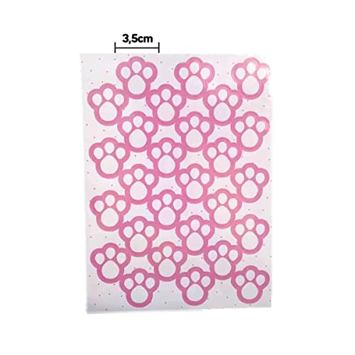 KIT PÁSCOA DIVERTIDA / 54 ADESIVOS PEGADAS + 1 TIARA ORELHA COELHO (Rosa Bebê)