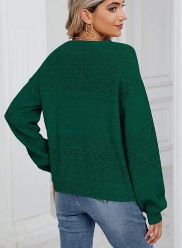 Image of JOCAFIYE Womens Sweaters Casual Long Sleeve V Neck Pullover Sweater Tops