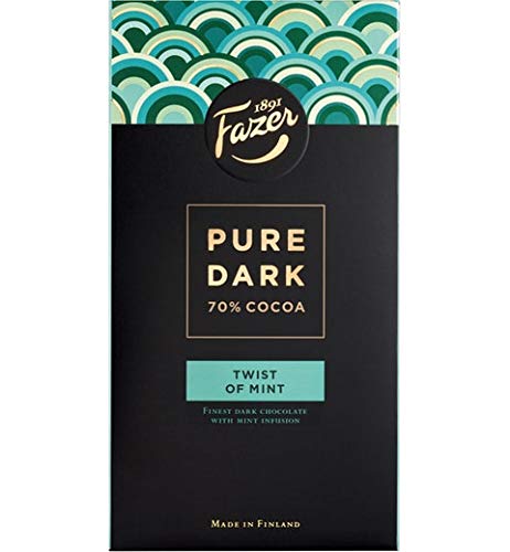 Fazer Pure Dark 70 % Cocoa - Twist Of Mint Chocolate 8 Packs Of 95G 3.4 Oz #TOP25