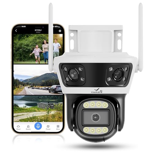 Image of Camate Phoenix Trio 2+2+2MP (4G SIM Based) Triple Lens PTZ Outdoor CCTV Camera | Color Night Vision, Smart Tracking, 2-Way Audio, Weatherproof, 256GB Support