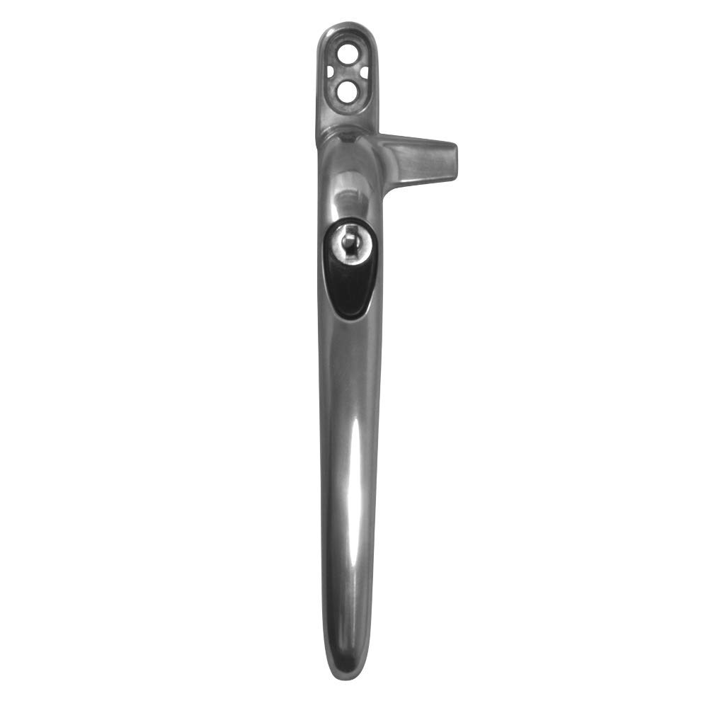 Silver Left Handed Cockspur Virage Window Handle with 9mm backset by Securistyle CB09SLL
