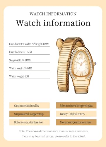 Image of Shocknshop Analog White Dial Diamond-Embellished Snake Spiral Bracelet Watch for Women -WCH166