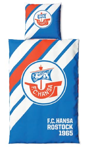 Hansa Rostock FC Bettwäsche ** Retro Streifen **, 2-teilig, Baumwolle, Reißverschluss