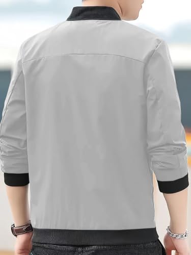 Image of Celary Men's Bomber Jacket | Fancy Collar|| Lightweight Casual Zip-Up Jacket | Stylish Slim Fit Outerwear for All Seasons | Polyester, Standard Length