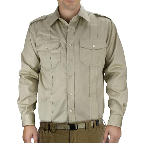 Mens Adventure Shirt Jones Jr. Shirt Raiders Safari Costume Dr. Henry Tops with Pockets Halloween Cosplay Hiking Outfit (Small)
