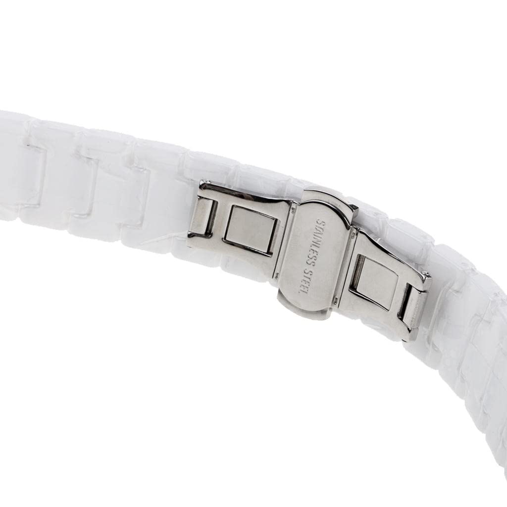 1x Reemplazo de Correa de Eslabones de Cerámica para Relojes Hebilla de Material Acero Inoxidable Hebilla Blanca