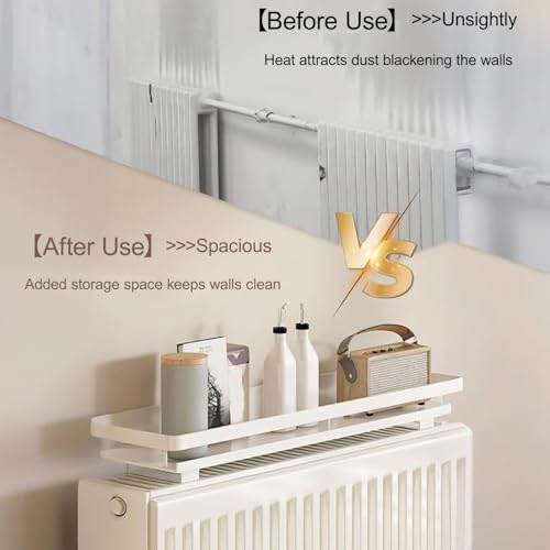 Moderno estante para radiador, soporte de fácil ajuste, sin necesidad de taladrar, elegante parte superior para radiadores de vapor, perfecto para baños pequeños y soluciones de ahorro de espacio