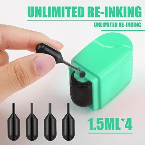 Miniatura 4 de Nezyo Paquete de 2 sellos de rodillo de protección de identidad, confidencial, bloqueo de información de sello de privacidad y 4 unidades de tinta