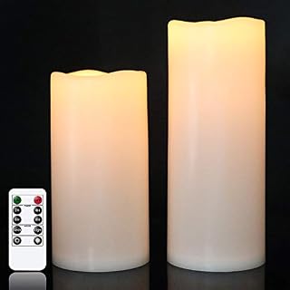 Eldnacele Outdoor Waterproof Flameless Candles with Remote Timer, Battery Operated Large Flickering LED Pillar Candles for Indoor Outdoor Garden Lanterns Decoration Gift(White, D4x H8 10)
