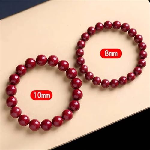 Bracelet perles rouges cinabre et renard porte-bonheur en pierre