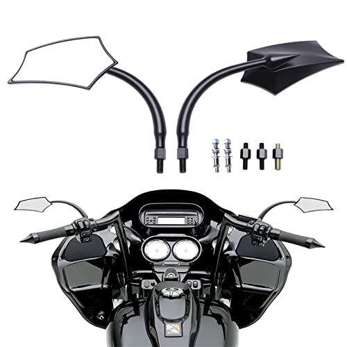Image of DREAMIZER Motorcycle Mirrors for Handlebars - Universal 8MM 10MM Side Mirror for Street Electra Glide Road King Street Dyna Bob Softial Sportster,Black