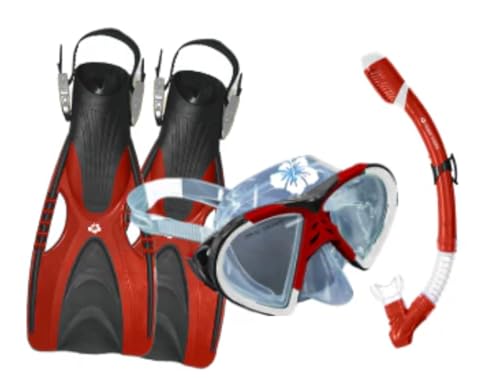 Hawaii Divers Leilani Junior Schnorchelset, Schwarz/Rot, S/M