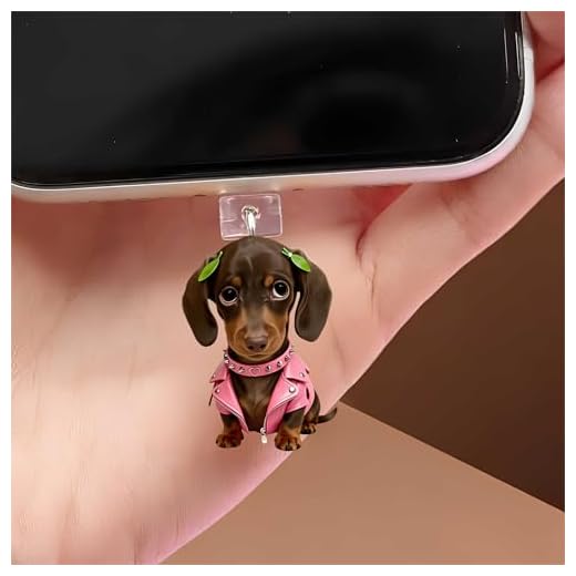 Pink Jacket Puppy Dust Plug Acrylic Charms for electronic products,Type-C Charging Port Dust Plugs Pendant Compatible with E-Reader Phone Tablet, Gift for Christmas, Birthday, Anniversary Day