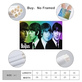 DATOZA Poster coloré des Beatles sur toile – Impression d’art moderne pour chambre à coucher – 30 x 45 cm - Les Beatles, Paul McCartney, John Lennon, RIngo Starr, George Harrison DATOZA Poster coloré des Beatles sur toile - Impression d'art moderne pour chambre à coucher - 30 x 45 cm – Image 2