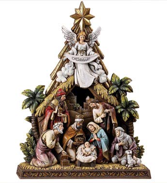 Catholic Gifts Story of Christmas Holy Family Nativity Scene (10.5in)