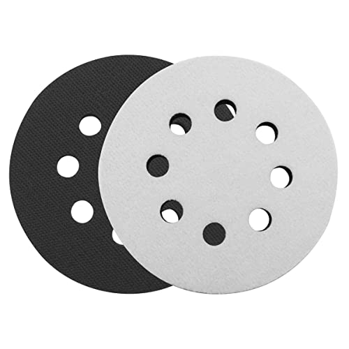 Image of 2 PCS 5Inch 8 Holes Soft Density Interface Pads,Hook and Loop 5 inch Sponge Cushion 8 Holes nterface Buffer Pad Sander Cushion O-011-2pcs