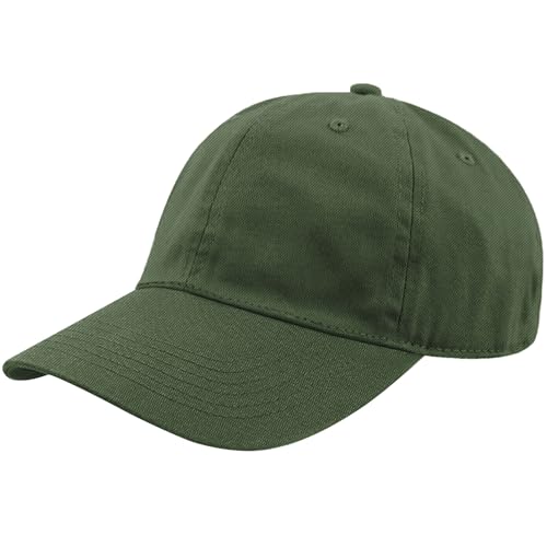 Unisex Classic Baseball Cap | Low Profile Soft Top Unstructured Cotton Baseball Cap | Adjustable Size Buckle for Women Men - Army Green