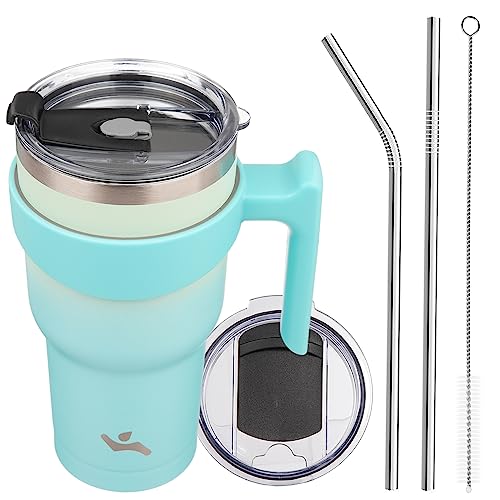 Image of Konokyo 30 oz Tumbler with Handle and Straw, Insulated Travel Mug