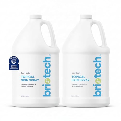 Image of BRIOTECH Topical Skin Spray, Hypochlorous Acid for Sensitive Skin, HOCl Facial Mist, Full Body Support Against Irritation, Calm Redness, Soothe Foot & Scalp, 1 Gallon Refill (2 Pack)