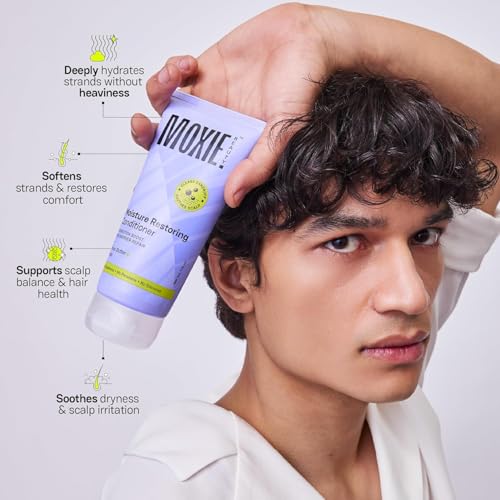 Image of Moxie Beauty Moisture Restoring Conditioner, Cocoa & Biotin | 120ml | An anti-dandruff conditioner with cocoa butter and biotin that boosts hydration and helps repair the scalp's moisture barrier