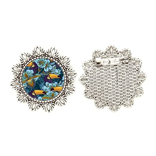 Broche de orquídea y pájaro para abrigos y vestidos de diseño cuadrado