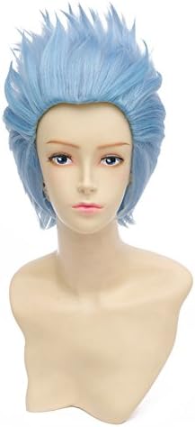 HH Building Cosplay Wig Short Spiky Anime Show Party Costume Hair Wig (Sky Blue) 12 Inch
