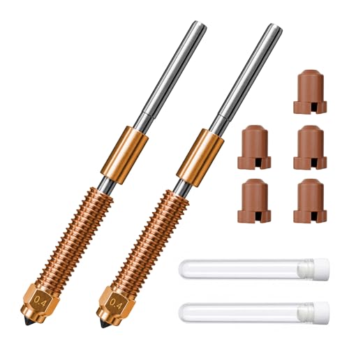 CreatryLab 0.4mm Unicorn Nozzle for Creality K1C K1 Max Anti-Clog All-Metal Quick-Swap Hotend Kit for Ender 3 V3/Plus Hardened Steel 2 PCS with 5 Silicone Socks