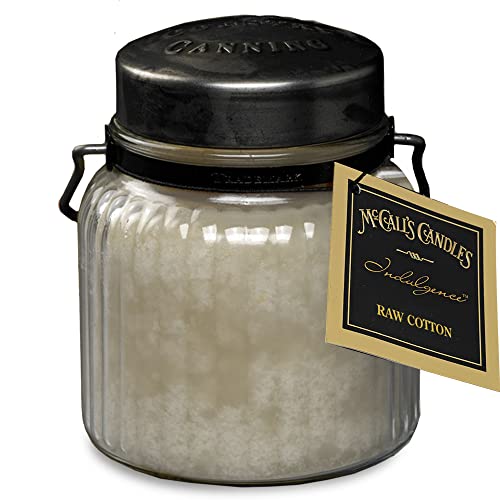 McCall’s Candles | Raw Cotton | 18 oz Scented Candle | Indulgence Collection | USA-Poured | Double Wick | Grooved Jar with Carrying Handle | Crisp Clean Linen-Inspired Fragrance