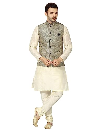 Image of Mens Kurta Pyjama Set with Designer Ethnic Nehru Jacket