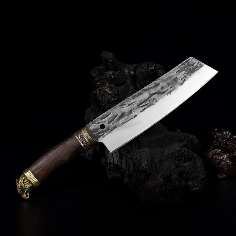 Miniatura 3 de Cuchillo de carne Longquan de 8.5 pulgadas, cuchillo de chef forjado a mano, cuchillo de carnicero para el hogar, cabeza de águila, mango de madera