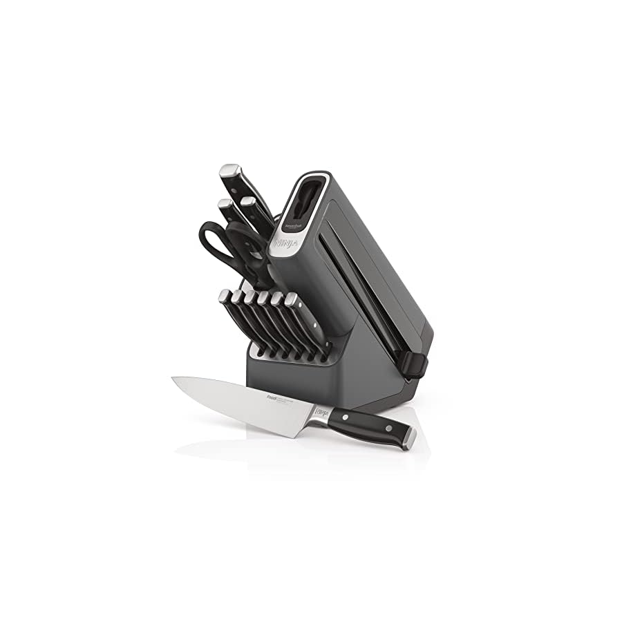 Ninja-K32012-Foodi-NeverDull-Premium-Knife-System-12-Piece-Knife-Block-Set-Stainless-SteelBlack-C38000-Foodi-NeverStick-Premium-8-Piece-Cookware-Set-Slate-Grey Ninja K32012 Foodi NeverDull Premium Knife System, 12 Piece Knife Block Set, Stainless Steel/Black & C38000 Foodi NeverStick Premium 8-Piece Cookware Set, Slate Grey