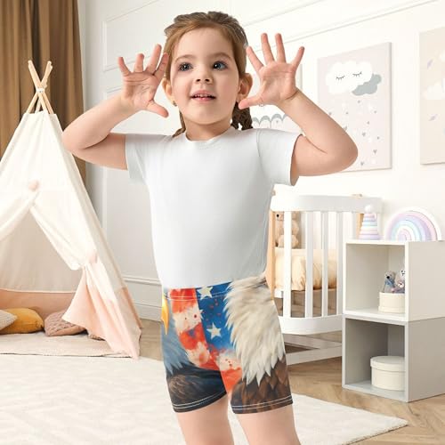 Realistic Bald Eagle American Stars Toddler Biker Shorts Girls Cotton Under Shorts for Dresses 4t Summer Outfits4