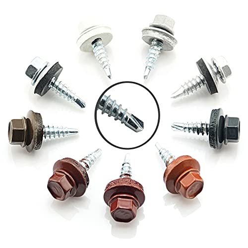 100 Stück Trapezblech Schrauben Bohrschrauben selbstbohrend 4,8x20 / RAL 7016 RAL 7016 Dach verzinkt Cover