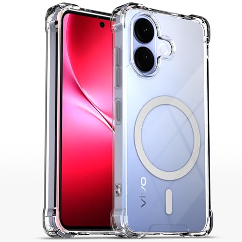 Image of Amazon Basics Back Cover for Vivo V60 Lite 5G Mag-Safe Shockproof PC + TPU Protective Case Magnetic Support Bumper Case (Transparent Mag-Safe)