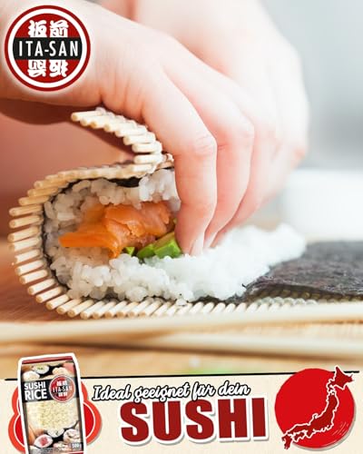 ITA-SAN Sushi Reis, Rundkorn 1. Qualität, 100% sortenrein, schnell und einfach zubereitet, vegan, halal, glutenfrei (1 x 500 g)