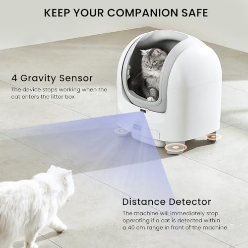 PET MARVEL C1 Self-Cleaning Cat Litter Box, Large Open-Top 70L Automatic Litter Box for Multi-Cat Homes, App-Controlled, Infrared & Weight Safety Sensors, for Cats 3.3–22 lbs - Image 4