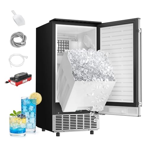 Image of EUHOMY Under Counter Ice Maker with Drain Pump, 100 lbs /Day Ice Machine, Auto-Cleaning & 24H Timer, Stainless Steel Commercial Ice Maker with 24 lbs Storage for Home /Bar /Cafe /Restaurant