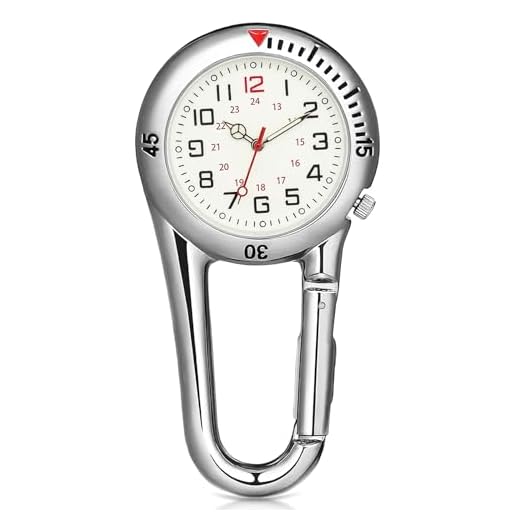 Taschenuhr Digital Schwesternuhr Rettungsdienst Zubehör mit Karabiner Multifunktionale Krankenschwester Uhr mit Leuchtendes, Kleine Karabiner Uhr Sanitäter Silber