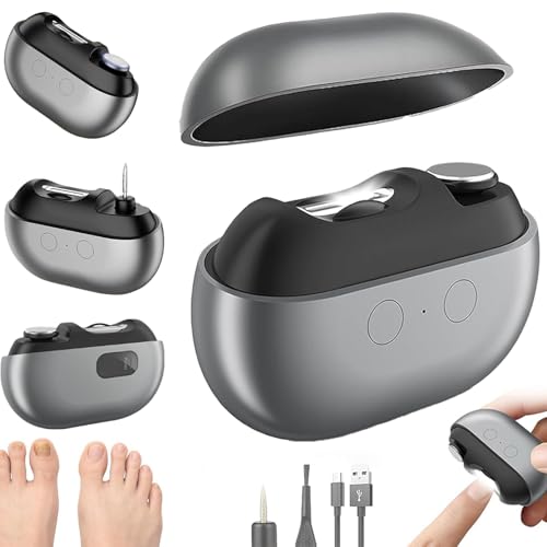 Cortauñas Electrico Pies y Manos con Luz LED Integrada, Incluye 2 Accesorios de Pulido para Uñas, Ideal para Adultos, Mayores y Personas con Movilidad Reducida (Negro)