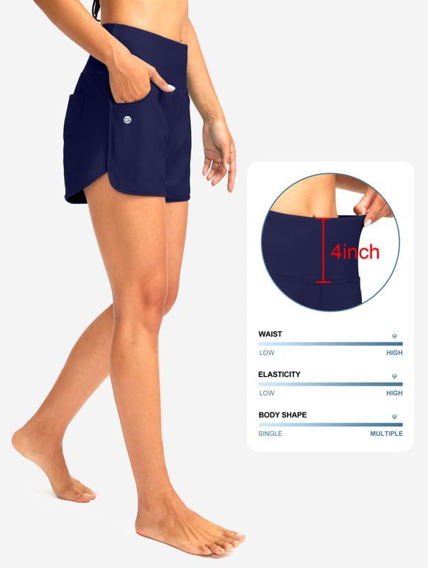 G Gradual Women's 3" High Waisted Swim Board Shorts with Pockets Quick Dry Swimsuit Bottoms Bathing Suit for Women with Liner - Image 5