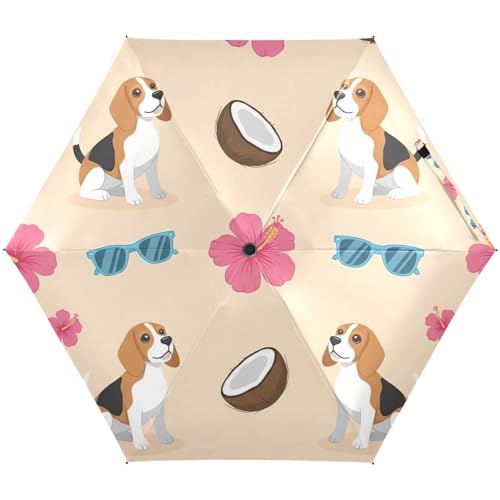Parapluie de voyage GAIREG pour sac à main motif chien et hibiscus