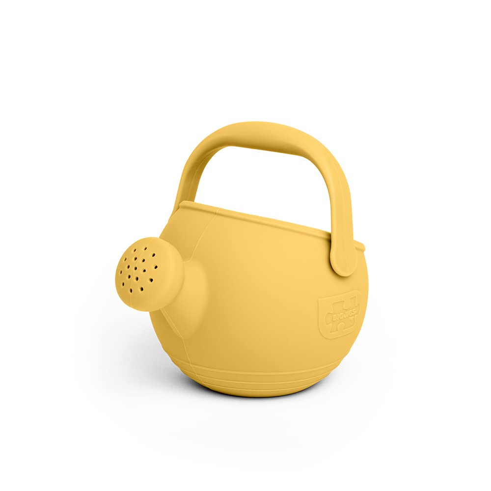 Bigjigs Toys Honey Yellow 100% Silicone Childrens Watering Can - Temperature & Stain-Resistant, Easy Grip Handle, Sustainable Silicone Toys