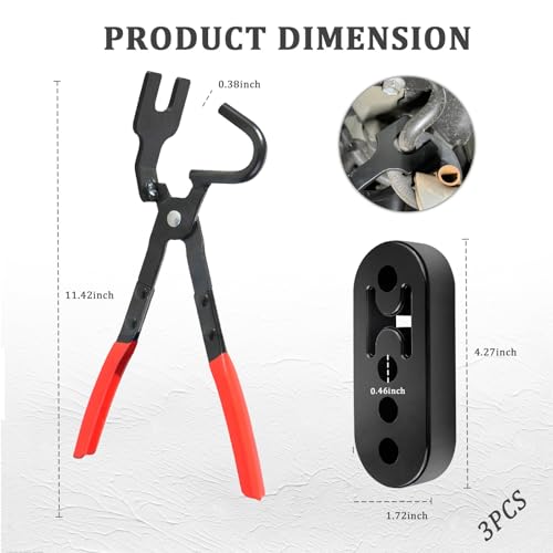 Image of Exhaust Hanger Removal Tool Kit with 2PCS 4 Hole Exhaust Hangers,Universal Exhaust Hanger Pliers for Quick Removal Muffler Hanger,Essential Exhaust Hanger Tool Car Accessories