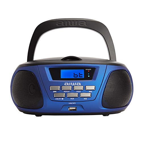 Aiwa, Bbtu-300Bl: Draagbare cd-radio met Bluetooth, USB, AUX-IN, radio-tuner, speciale editie voor kinderen en meisjes